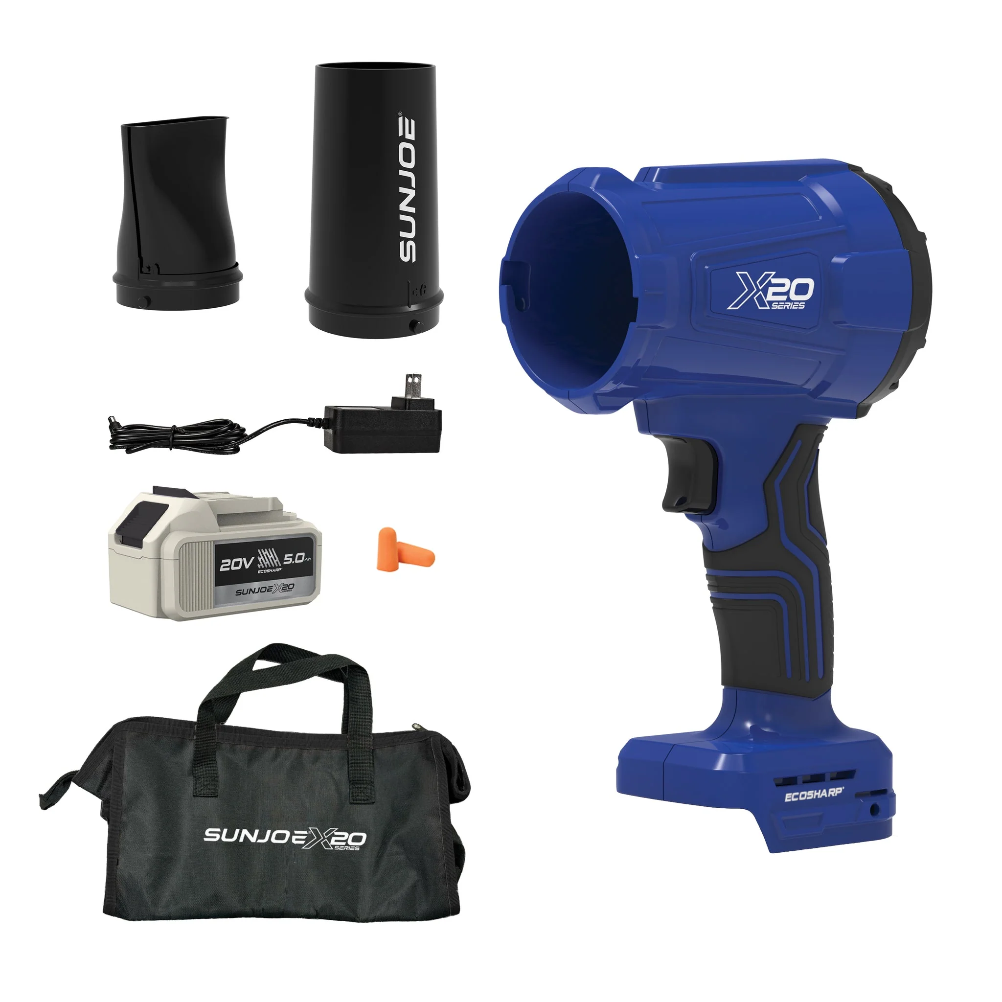 Restored Sun Joe 20-Volt Cordless X20 Handheld Turbo Blower | 2 Nozzles | 5.0-Ah Battery + Charger (Refurbished) - Image 2