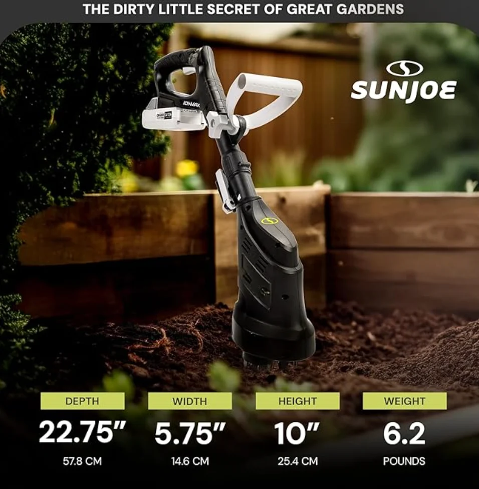 Restored Sun Joe 24V 24V-CTLR-LTE | 2-in-1 Hand Held & Long Handle Tiller Cultivator (Refurbished) - Image 4