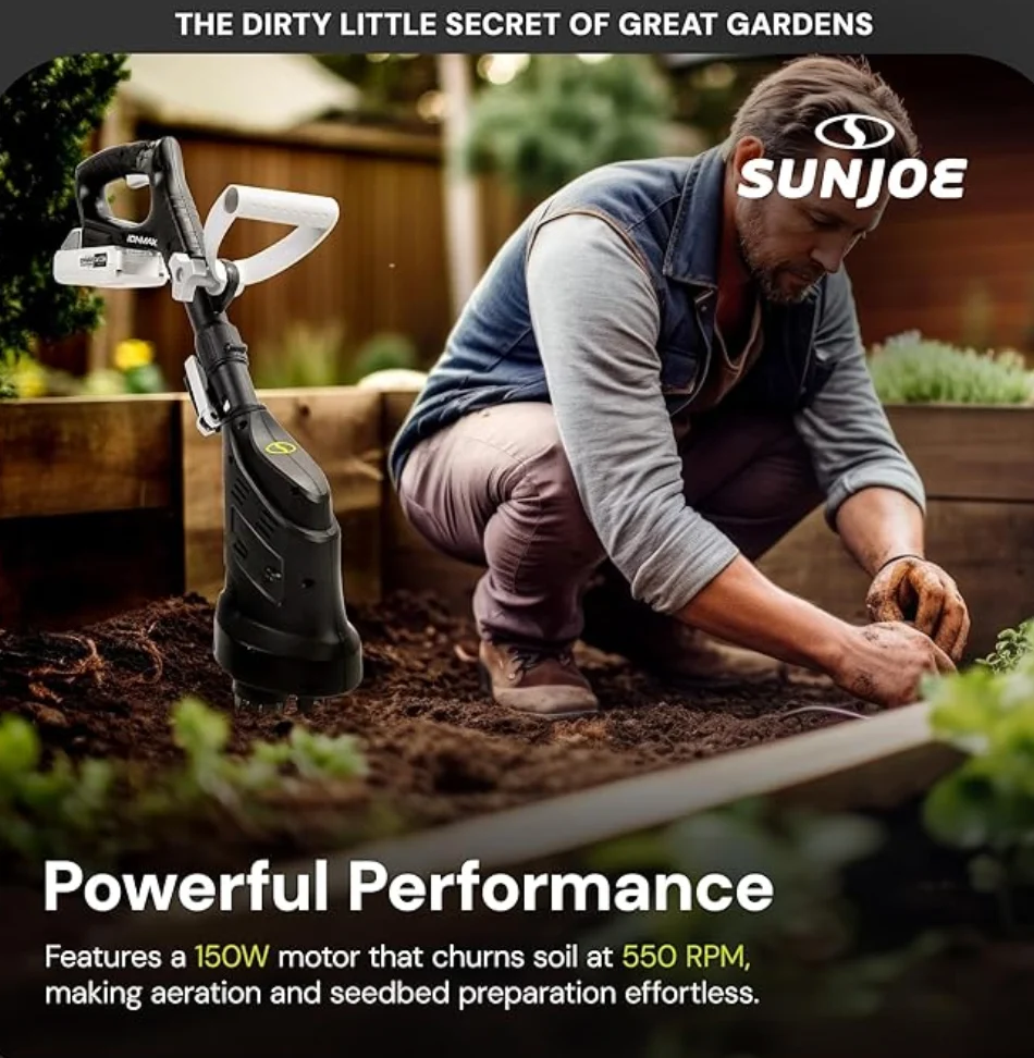 Restored Sun Joe 24V 24V-CTLR-LTE | 2-in-1 Hand Held & Long Handle Tiller Cultivator (Refurbished) - Image 5